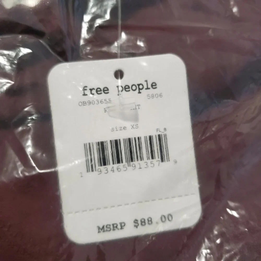 Free People Movement Gone Adrift Long Sleeve Shirt Red Crop Top Lounge Yoga XS